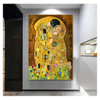 Famous Paintings Klimpt Kiss Fine Art Canvas Print Wall Art Classical Pictures For Living Room Dining Room Foyer Art Decor