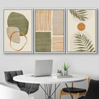 * Featured Sale * Set of 3PCS Neutral Tones Tropical Botanical Abstract Wall Art Fine Art Canvas Prints Pictures For Living Room Dining Room Scandinavian Home Decor