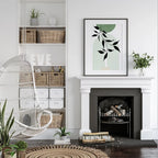 * Featured Sale * Set of 3Pcs Earth Green Minimalist Geometric Line Art Leaf Canvas Print Wall Art Pictures For Modern Living Room Decor