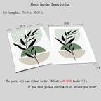 * Featured Sale * Set of 3Pcs Earth Green Minimalist Geometric Line Art Leaf Canvas Print Wall Art Pictures For Modern Living Room Decor