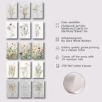 * Featured Sale * Set of 3Pcs Wild Meadow Flowers Wall Art Fine Art Canvas Prints Minimalist Botanical Prints Posters Pictures For Living Room Decor