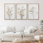 * Featured Sale * Set of 3Pcs Wild Meadow Flowers Wall Art Fine Art Canvas Prints Minimalist Botanical Prints Posters Pictures For Living Room Decor