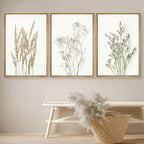 * Featured Sale * Set of 3Pcs Wild Meadow Flowers Wall Art Fine Art Canvas Prints Minimalist Botanical Prints Posters Pictures For Living Room Decor