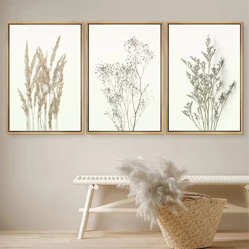 * Featured Sale * Set of 3Pcs Wild Meadow Flowers Wall Art Fine Art Canvas Prints Minimalist Botanical Prints Posters Pictures For Living Room Decor