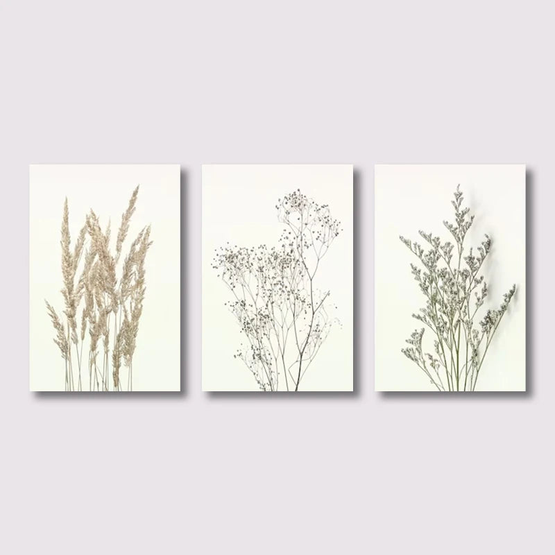 * Featured Sale * Set of 3Pcs Wild Meadow Flowers Wall Art Fine Art Canvas Prints Minimalist Botanical Prints Posters Pictures For Living Room Decor