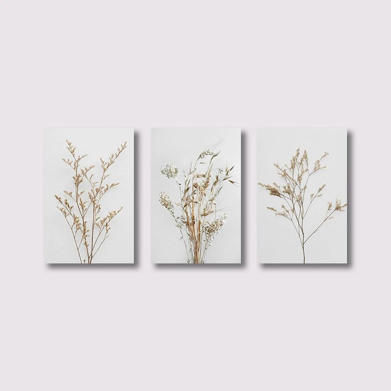 * Featured Sale * Set of 3Pcs Wild Meadow Flowers Wall Art Fine Art Canvas Prints Minimalist Botanical Prints Posters Pictures For Living Room Decor