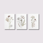 * Featured Sale * Set of 3Pcs Wild Meadow Flowers Wall Art Fine Art Canvas Prints Minimalist Botanical Prints Posters Pictures For Living Room Decor
