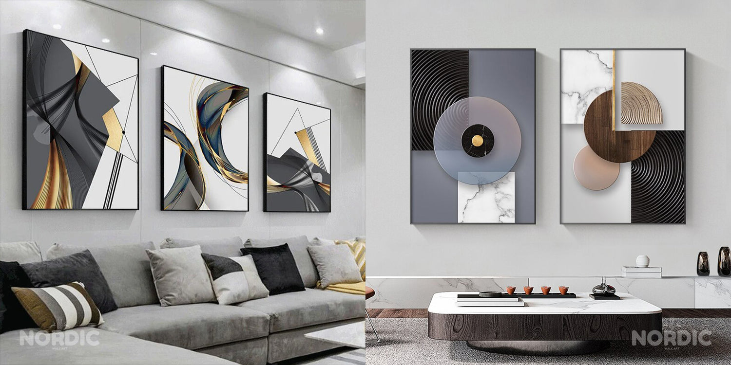 Find inspiration in contemporary color, shape and form with Nordic Abstract wall art designed for modern home living rooms and and home office interior design