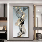 Flowing Abstract Golden Gray Wall Art Fine Art Canvas Prints Pictures For Modern Apartment Living Room Foyer Home Office Art Decor