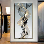 Flowing Abstract Golden Gray Wall Art Fine Art Canvas Prints Pictures For Modern Apartment Living Room Foyer Home Office Art Decor