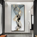 Flowing Abstract Golden Gray Wall Art Fine Art Canvas Prints Pictures For Modern Apartment Living Room Foyer Home Office Art Decor