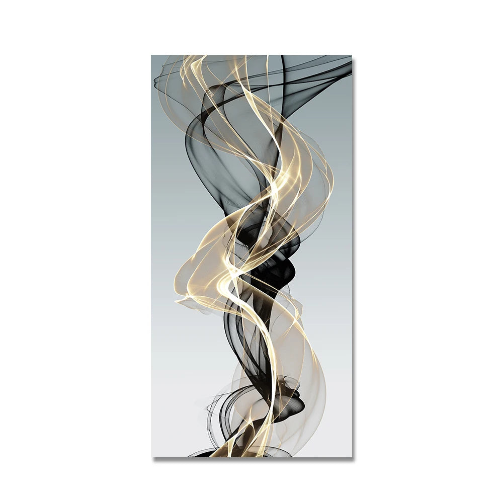 Flowing Abstract Golden Gray Wall Art Fine Art Canvas Prints Pictures For Modern Apartment Living Room Foyer Home Office Art Decor