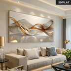 Modern living room with a large abstract painting on the wall