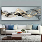 Flowing Vibe Wide Format Abstract Wall Art Fine Art Canvas Print Picture For Modern Apartment Above The Sofa Art For Above The Bed