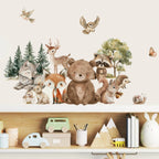 Forest Friends Wall Decals – Cute Cartoon Bear, Deer, Racoon, Fox & Woodland Animals Wall Stickers for Nursery or Kids Room Decor