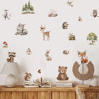Forest Friends Wall Decals – Cute Cartoon Bear, Deer, Racoon, Fox & Woodland Animals Wall Stickers for Nursery or Kids Room Decor