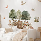 Forest Friends Wall Decals – Cute Cartoon Bear, Deer, Racoon, Fox & Woodland Animals Wall Stickers for Nursery or Kids Room Decor