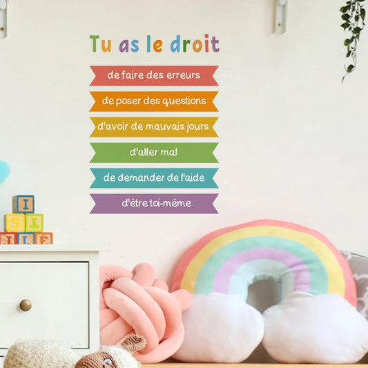 French Inspirational Words Wall Decal – Child Development Wall Sticker Decor for Kids’ Room, Study Area or Learning Space