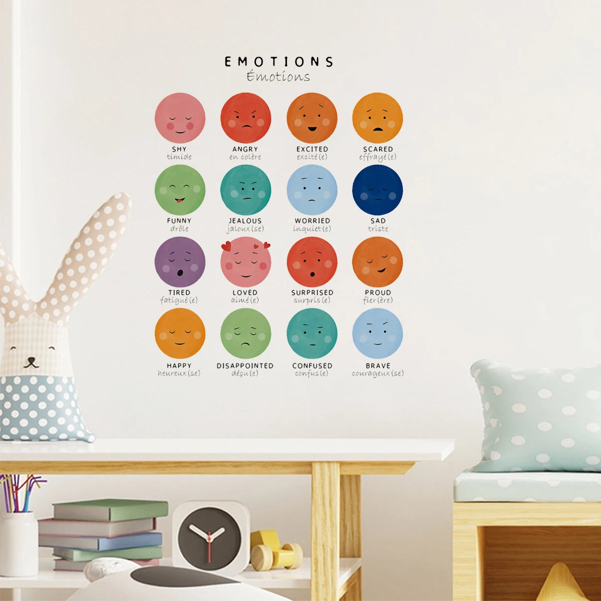 French Inspirational Words Wall Decal – Child Development Wall Sticker Decor for Kids’ Room, Study Area or Learning Space