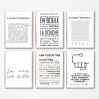 French Quotes Amusing Bathroom Rules WC Wall Art Fine Art Canvas Prints Typographic Quotations Black White Pictures Posters For Bathroom Toilet Room WC Wall Decor