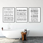 French Quotes Amusing Bathroom Rules WC Wall Art Fine Art Canvas Prints Typographic Quotations Black White Pictures Posters For Bathroom Toilet Room WC Wall Decor 2025