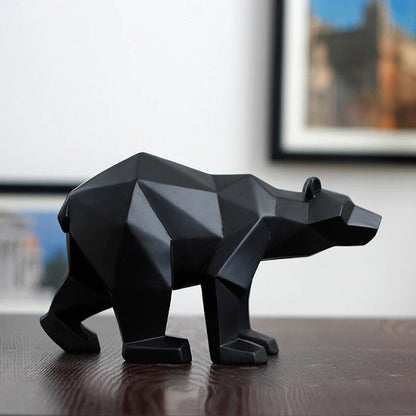 Geometric Polar Bear Sculpture Black Bear Statue Modern Ornamental Decoration For Living Room Coffee Table Bookshelf Mantelpiece Nordic Home Decor