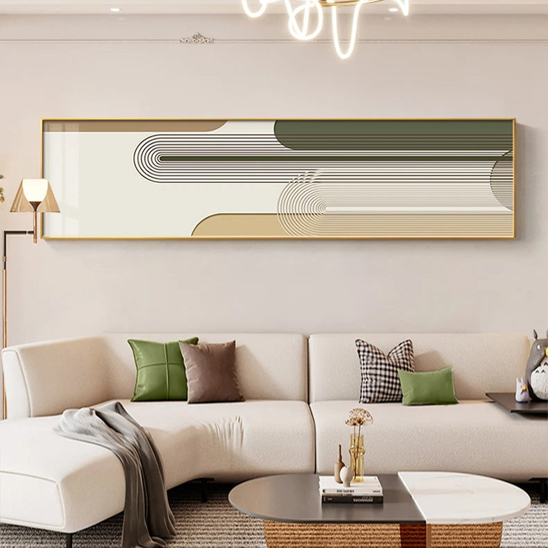 Geometric Curved Lines Earthy Tones Wall Art Fine Art Canvas Prints Modern Wide Format Pictures For Living Room Above The Sofa Art For Above The Bed