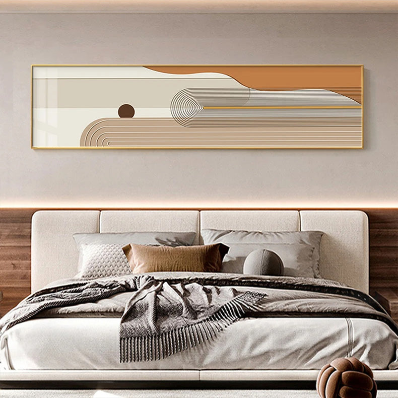 Geometric Curved Lines Earthy Tones Wall Art Fine Art Canvas Prints Modern Wide Format Pictures For Living Room Above The Sofa Art For Above The Bed