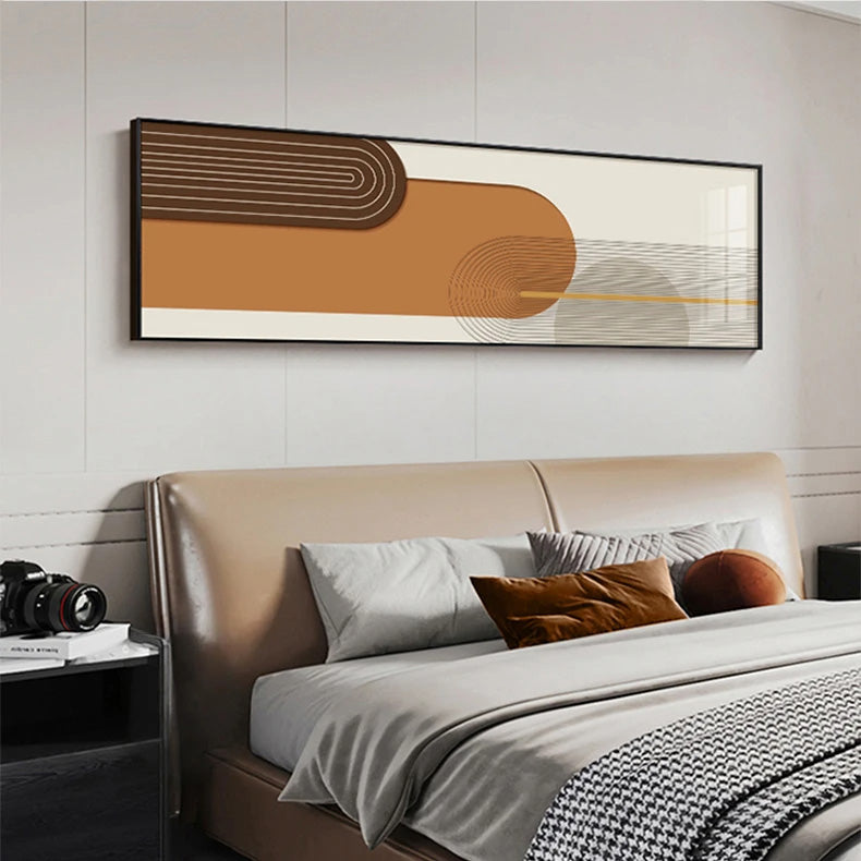 Geometric Curved Lines Earthy Tones Wall Art Fine Art Canvas Prints Modern Wide Format Pictures For Living Room Above The Sofa Art For Above The Bed