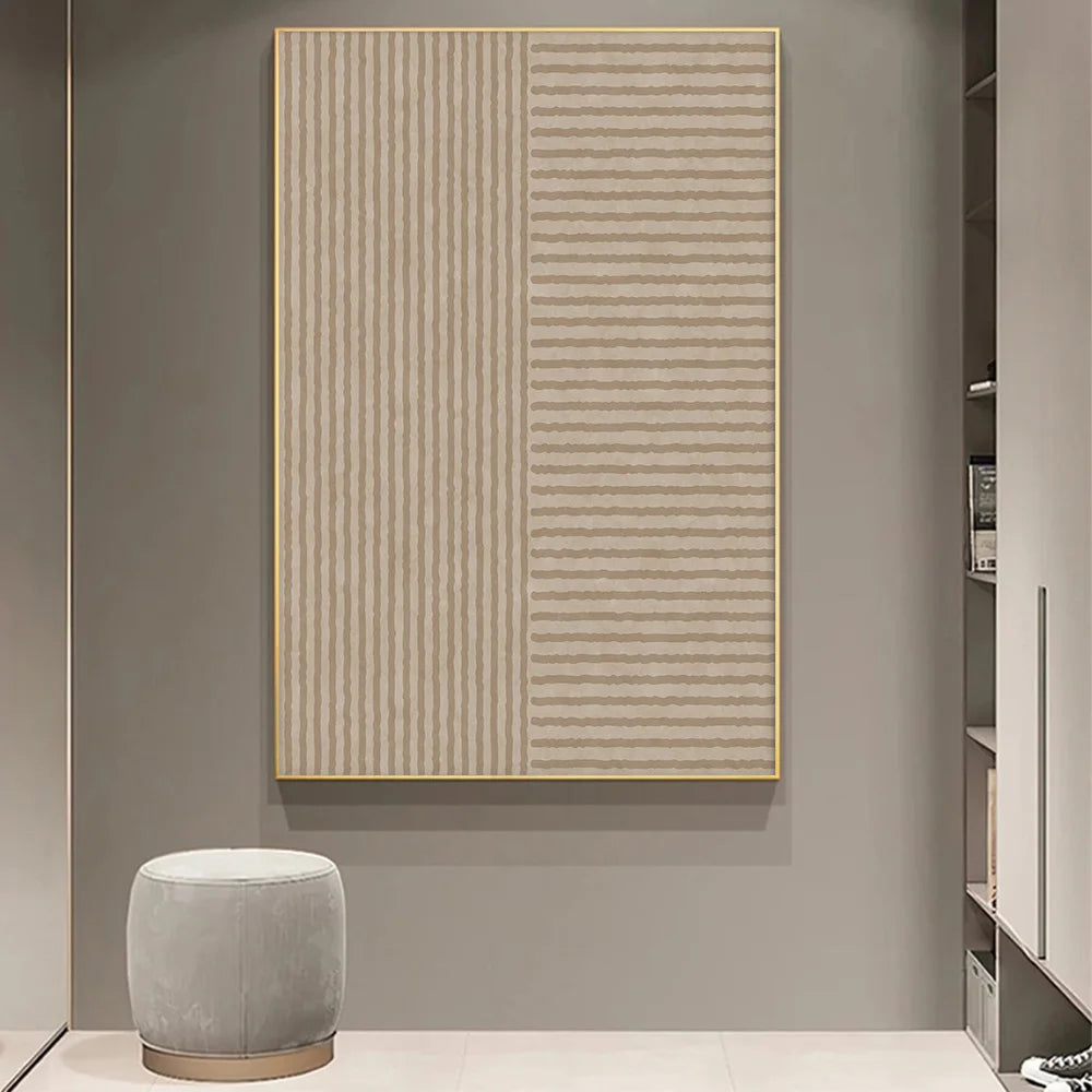 Geometric Line Art Minimalist Abstract Wall Art Fine Art Canvas Prints Neutral Color Pictures For Living Room Dining Room Home Office Art Decor