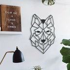 Geometric Wolf Silhouette Black Metal Wall Art 3d Iron Crafted Nordic Wall Decoration For Living Room Easy To Install Creative Home Decor