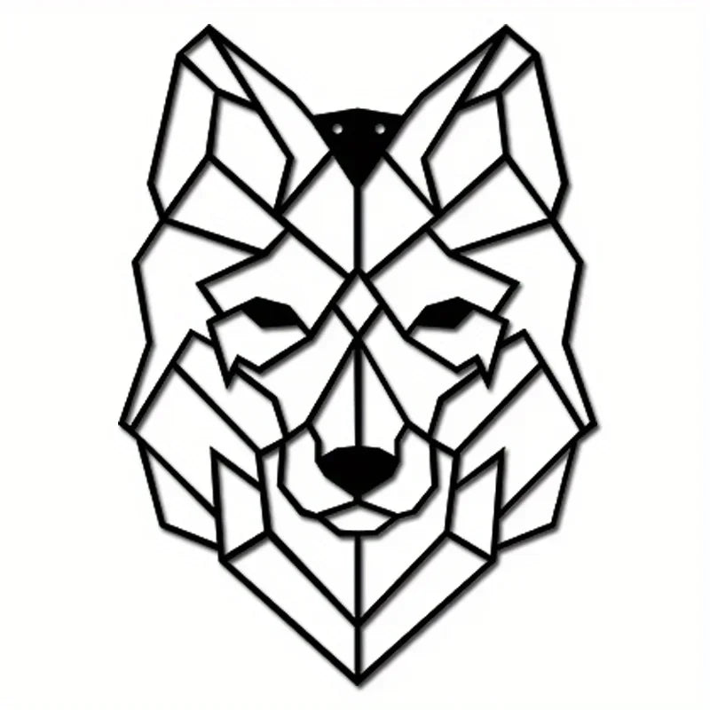 Geometric Wolf Silhouette Black Metal Wall Art 3d Iron Crafted Nordic Wall Decoration For Living Room Easy To Install Creative Home Decor
