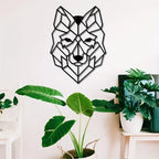 Geometric Wolf Silhouette Black Metal Wall Art 3d Iron Crafted Nordic Wall Decoration For Living Room Easy To Install Creative Home Decor