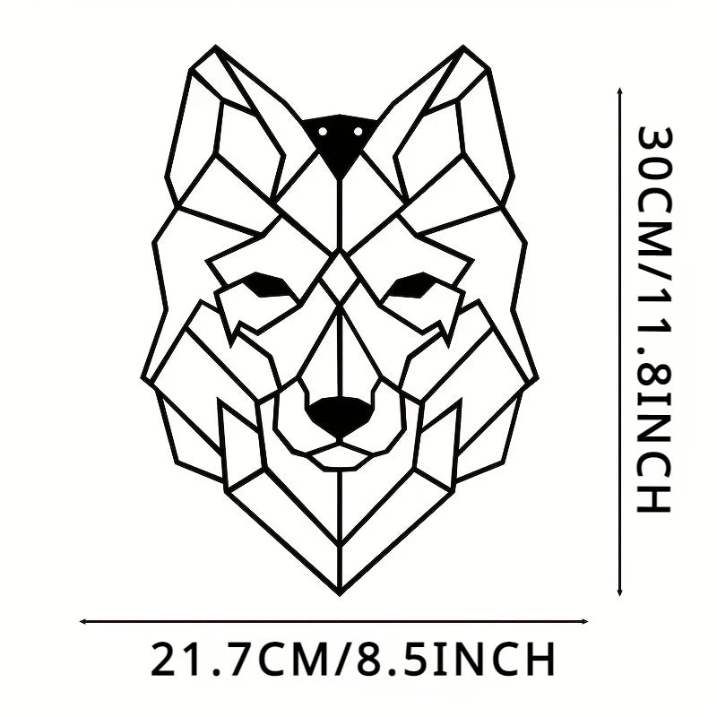 Geometric Wolf Silhouette Black Metal Wall Art 3d Iron Crafted Nordic Wall Decoration For Living Room Easy To Install Creative Home Decor