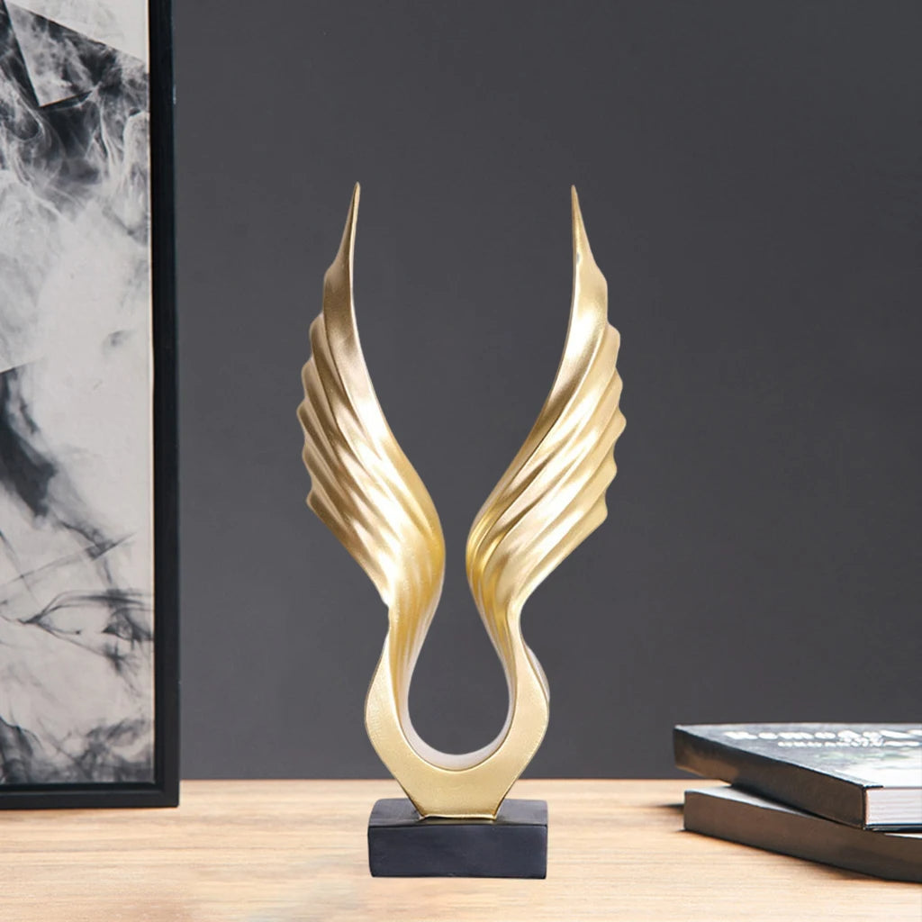 Golden Angel Wings Sculpture Hand Crafted Resin Statue For Living Room Coffee Table Sideboard Mantelpiece Light Luxury Nordic Home Decor Accessories