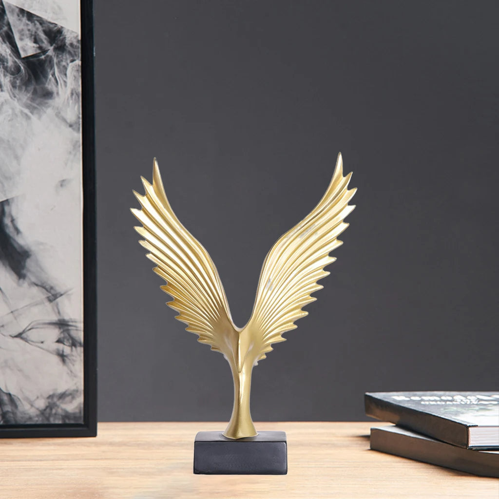 Golden Angel Wings Sculpture Hand Crafted Resin Statue For Living Room Coffee Table Sideboard Mantelpiece Light Luxury Nordic Home Decor Accessories