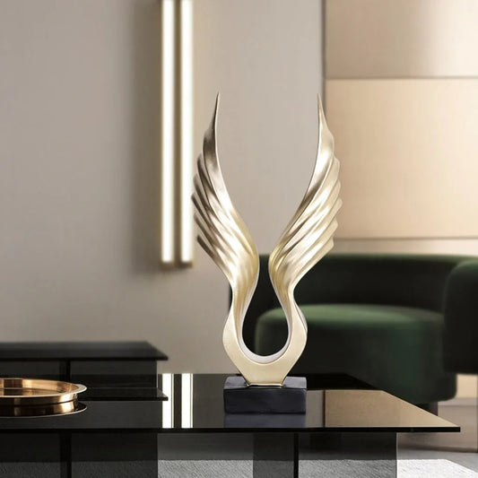 Golden Angel Wings Sculpture Hand Crafted Resin Statue For Living Room Coffee Table Sideboard Mantelpiece Light Luxury Nordic Home Decor Accessories