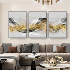 Golden Flowing Mountain Landscape Wall Art Fine Art Canvas Prints Pictures For Living Room Dining Room Auspicious Art For Contemporary Interiors
