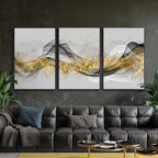 Golden Flowing Mountain Landscape Wall Art Fine Art Canvas Prints Pictures For Living Room Dining Room Auspicious Art For Contemporary Interiors