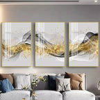 Golden Flowing Mountain Landscape Wall Art Fine Art Canvas Prints Pictures For Living Room Dining Room Auspicious Art For Contemporary Interiors