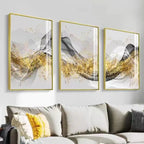 Golden Flowing Mountain Landscape Wall Art Fine Art Canvas Prints Pictures For Living Room Dining Room Auspicious Art For Contemporary Interiors 2025