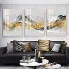 Golden Flowing Mountain Landscape Wall Art Fine Art Canvas Prints Pictures For Living Room Dining Room Auspicious Art For Contemporary Interiors 2025 0