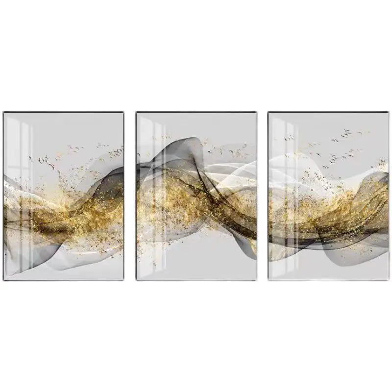 Golden Flowing Mountain Landscape Wall Art Fine Art Canvas Prints Pictures For Living Room Dining Room Auspicious Art For Contemporary Interiors 2025 0