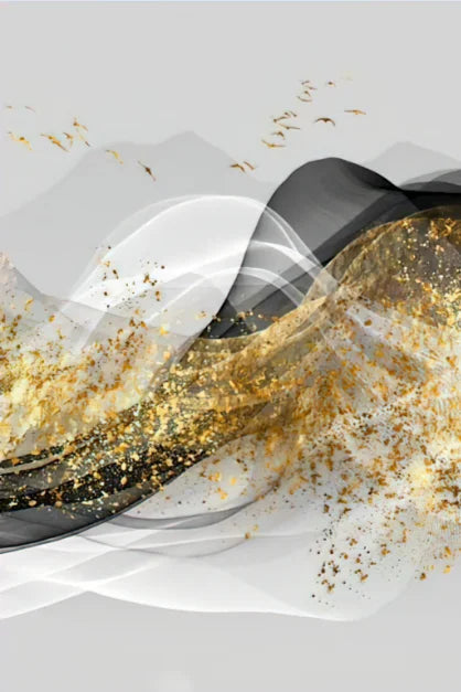 Golden Flowing Mountain Landscape Wall Art Fine Art Canvas Prints Pictures For Living Room Dining Room Auspicious Art For Contemporary Interiors 2025 0