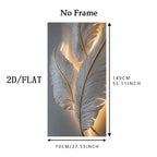 Golden Grey Abstract Feather Wall Art Fine Art Canvas Prints Artwork Modern Apartment Living Room Foyer Hallway Light Luxury Home Decor