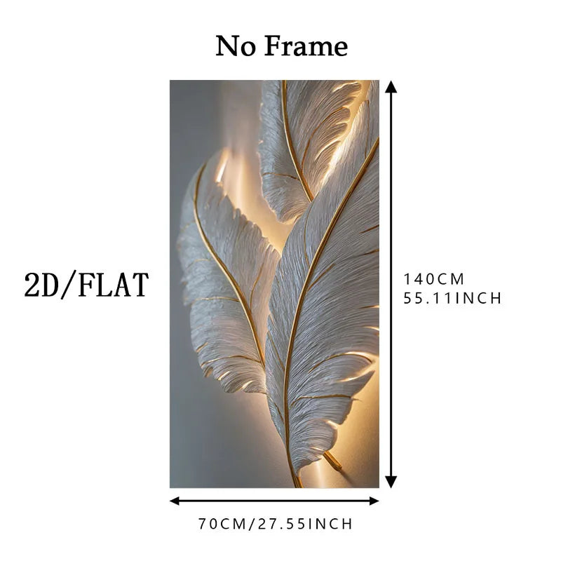 Golden Grey Abstract Feather Wall Art Fine Art Canvas Prints Artwork Modern Apartment Living Room Foyer Hallway Light Luxury Home Decor