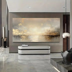 Golden Lake Sunset Wall Art Fine Art Canvas Print Modern Abstract Landscape Picture For Living Room Dining Room Contemporary Interior Decor