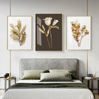 Golden Leaf Floral Wall Art Fine Art Canvas Prints Modern Minimalist Abstract Botanical Pictures For Bedroom Living Room Light Luxury Home Decor