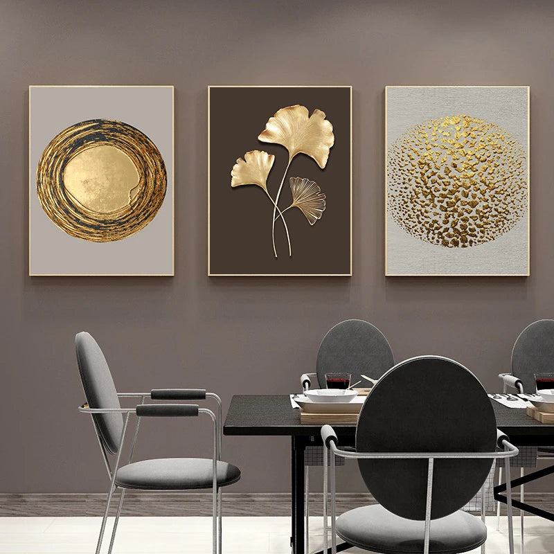  Golden Leaf Floral Wall Art Fine Art Canvas Prints Modern Minimalist Abstract Botanical Pictures For Bedroom Living Room Light Luxury Home Decor 2025 a