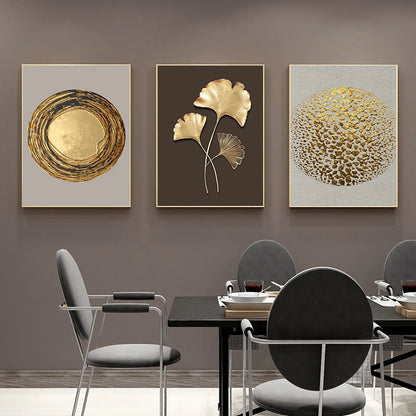  Golden Leaf Floral Wall Art Fine Art Canvas Prints Modern Minimalist Abstract Botanical Pictures For Bedroom Living Room Light Luxury Home Decor 2025 a
